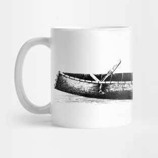 Old black kayak silhouette Mug